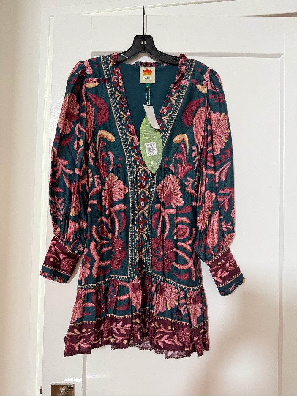 NWT Farm Rio Seashell Tapestry Long Sleeve Mini Dress Women's XS